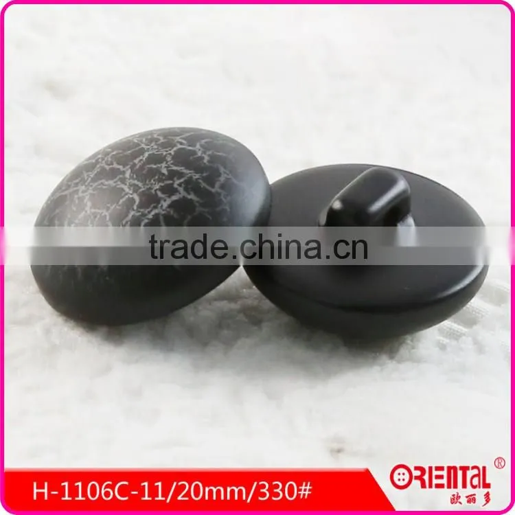 High end black mushroom shape plastic coat button with crack designs