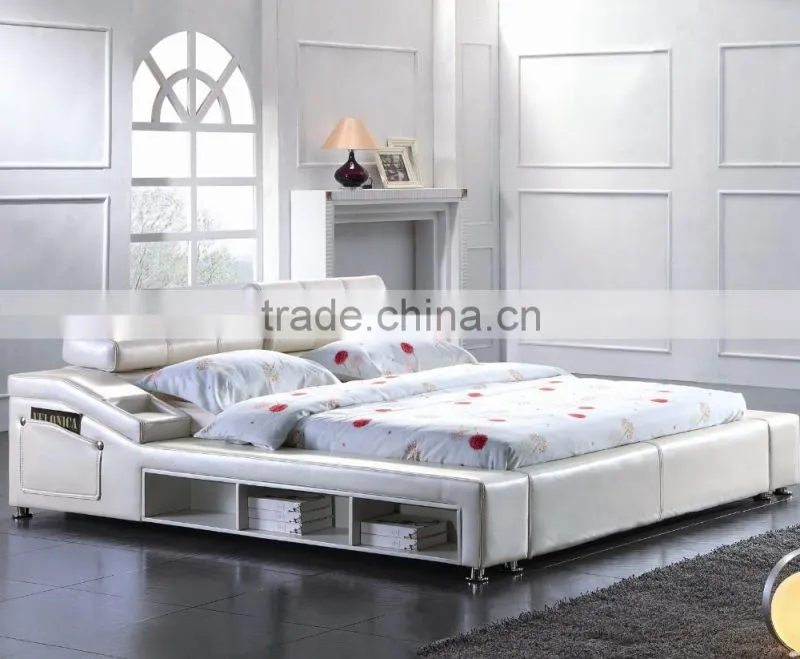 Delicate Oval shaped Design Furniture Stunning Faux Leather Soft PU LED Bed