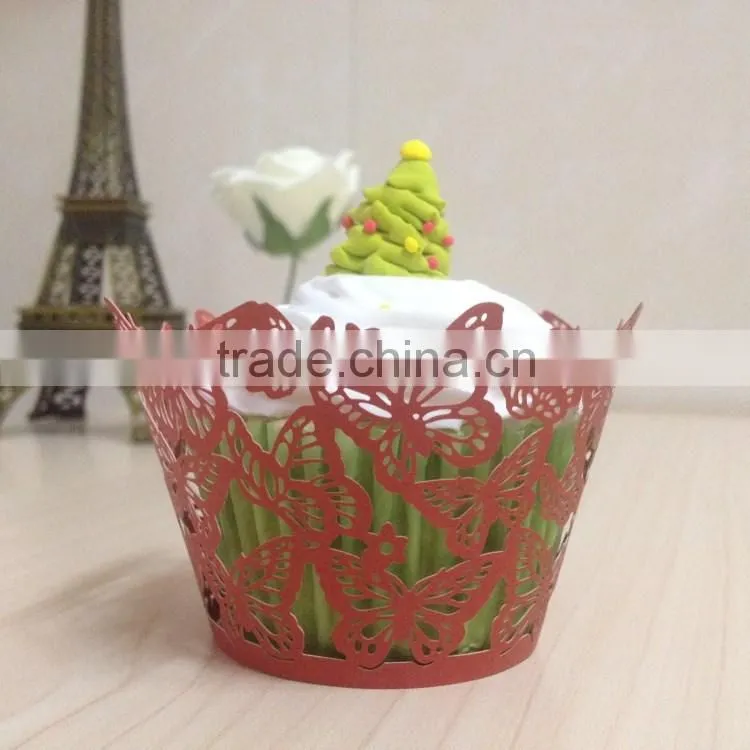 Custom Paper wholesale Wedding Cupcake Wrapper Laser Cut