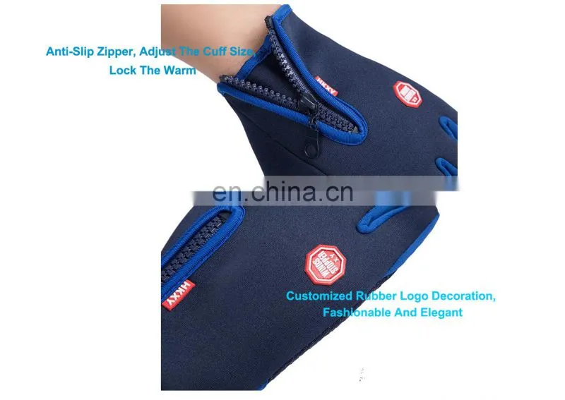 Wholesale Waterproof Gray neoprene fabric with touchscreen fingers outdoor sport diving protective glove