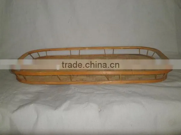 handwoven natural flat bamboo tray