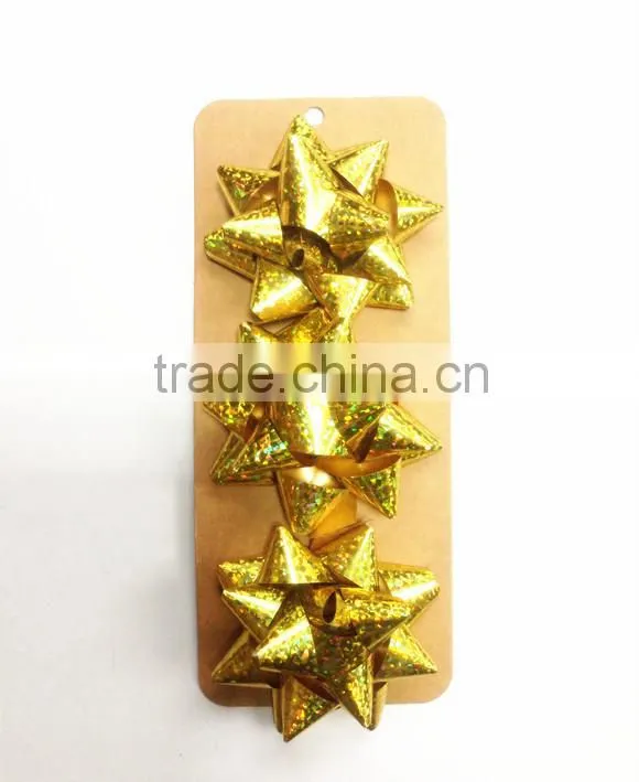 Iridescent Handmade Star Ribbon Bow, Artificial plastic Ribbon Bow,Pull Ribbon Bow