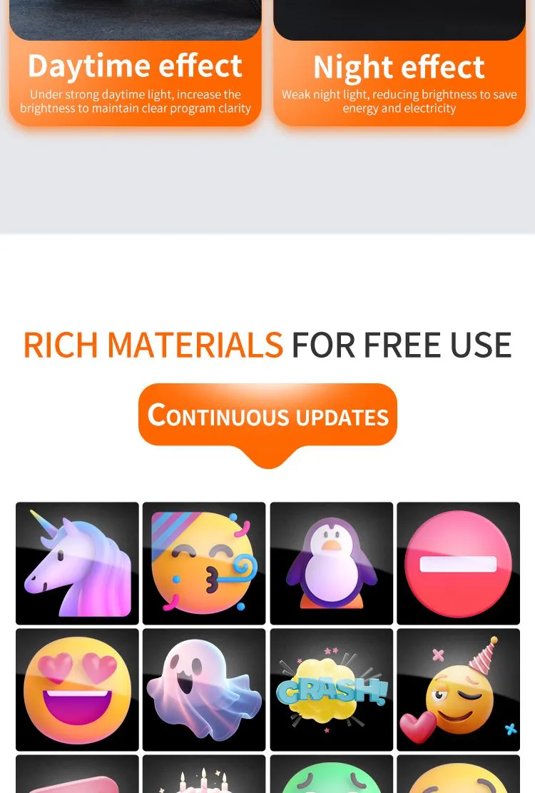 Super Bright Led Screen Led Scrolling Display Screen Sticker APP Programmable Soft Led Displays Flexible Led Screen for Car