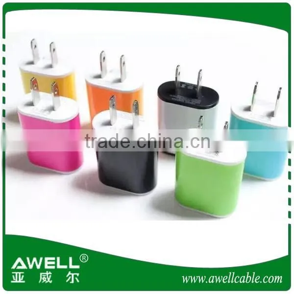 Wholesale High quality of colorful single mobile phone travel charger/USB adaptor wall charger