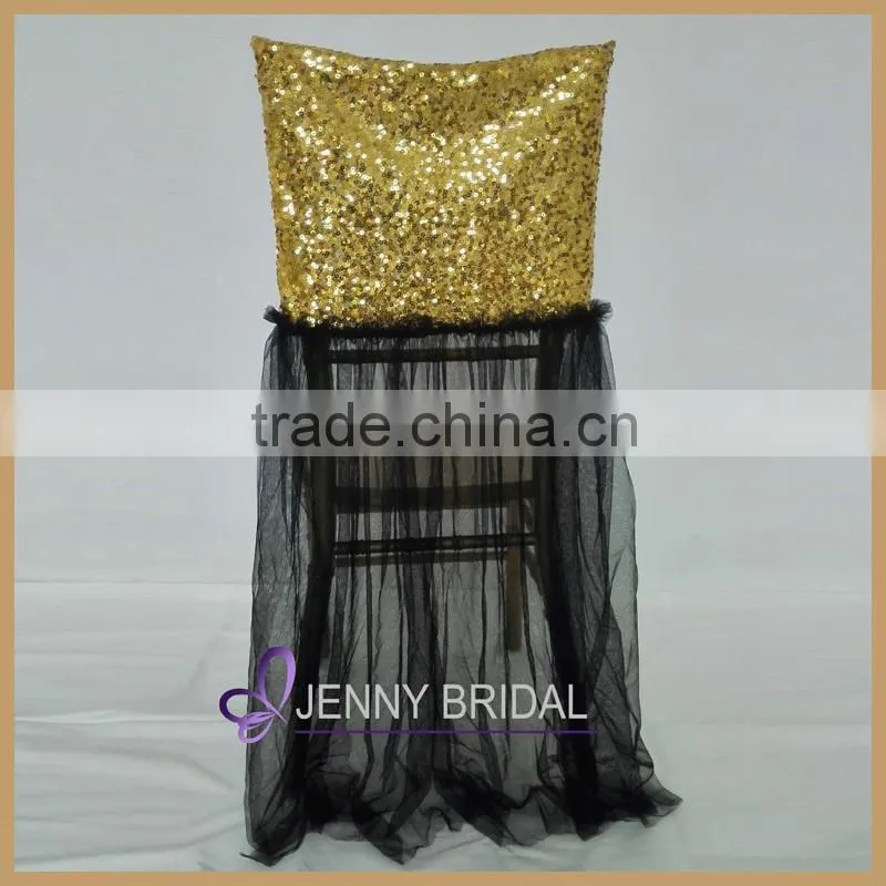 C304C Hot Pink Wedding Chair Cover Chiffon Ruffle Chair Sash