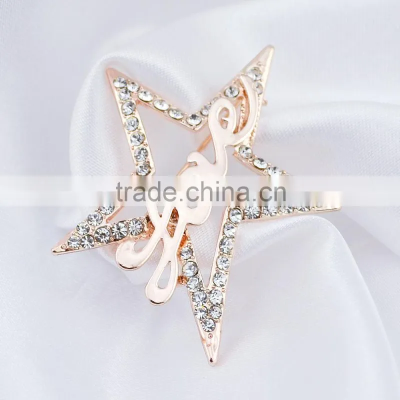 Wholesale cheap jewelry five-point star rhinestone brooch for wedding fashion jewelry
