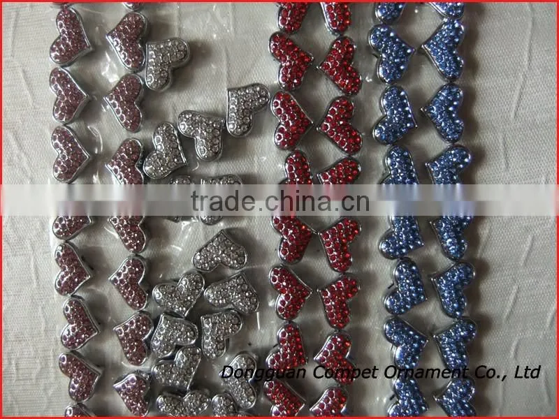 Produce slide diamond hearts Wholesale diamond letter 10 mm full rhinestone heart charm
