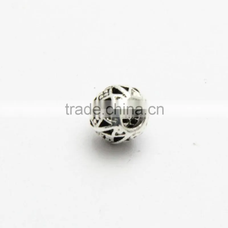 Factory Offer Big Hole Zinc Alloy Beads, DIY Anti-silver Big Hole Metal Beads for Bracelets and Necklace