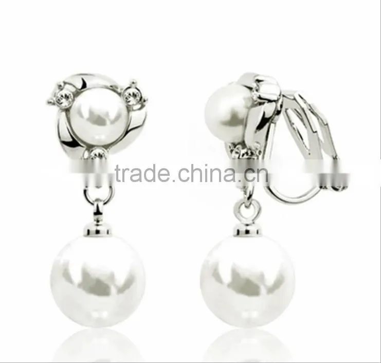 Crystal Rhinestone Pearl Dangle Earrings Pearl Bridal Earrings Elegant Pearl Bridal Earrings