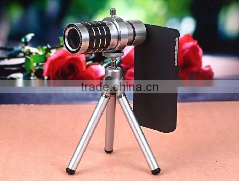 12X Optical Zoom Telephoto Lens with Mini Tripod+ Case For Apple iPhone 4/4S
