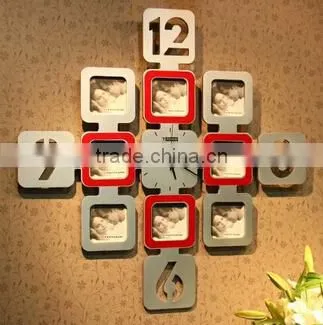 Black and white photo frame digital led wall clock to home decorations