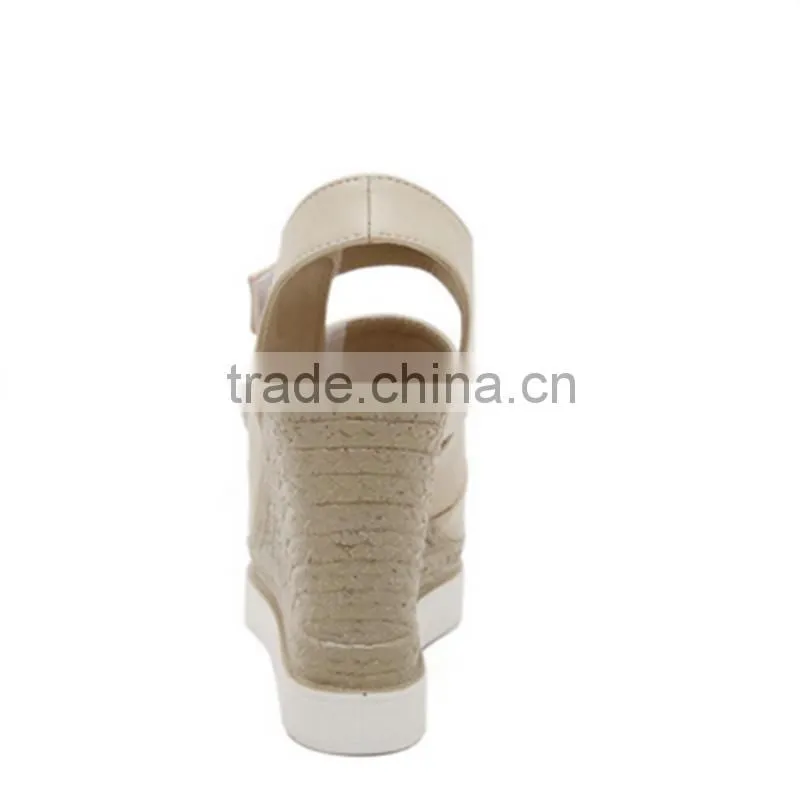 Latest design fashion ladies wedge high heel sandals with hole