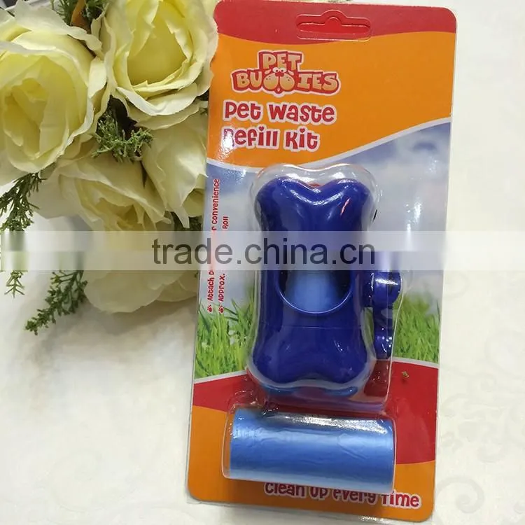 plastic bone shape dog waste bag dispenser and 2 roll refills