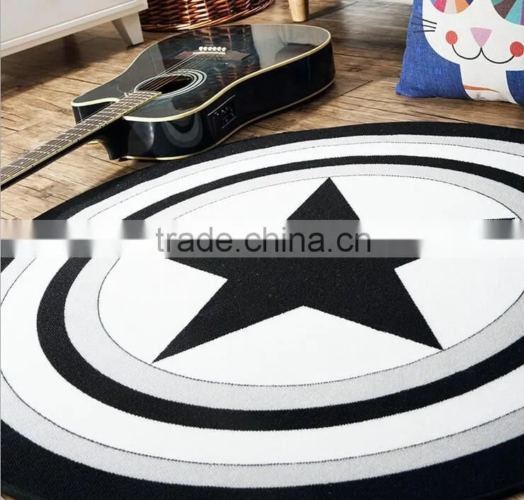 Round Captain America Shield Rug Loop pile Carpet Durable Eco-Friendly cDoor Floor Bath Mat Customize Size and Pattern