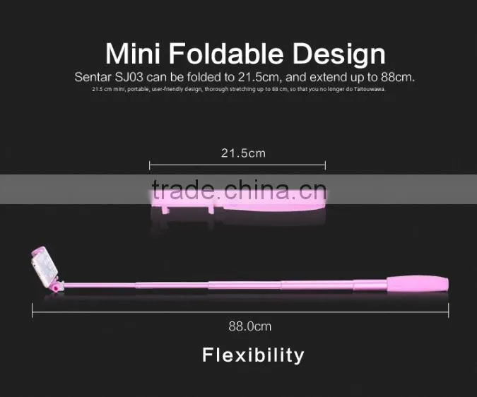 2016 New Factory Monopod Bluetooth Selfie Stick with Bluetooth Shutter Button