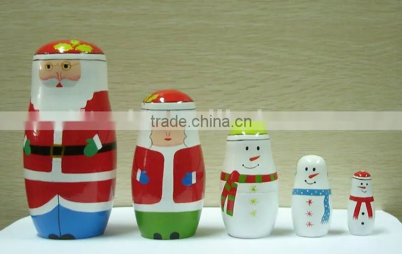 wooden Santa Claus russion nesting dolls