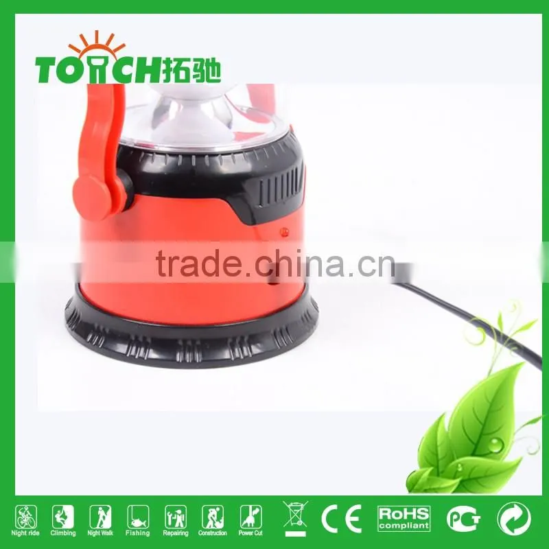 Vintage Design Red&Yellow Color ABS Plastic Lantern Solar LED Camping Light with 3w Torch Light