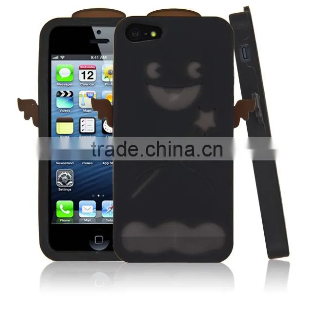 Set Screen Protector And Case For Iphone 5 , Green Angel Cute Little Bush Silicon Case