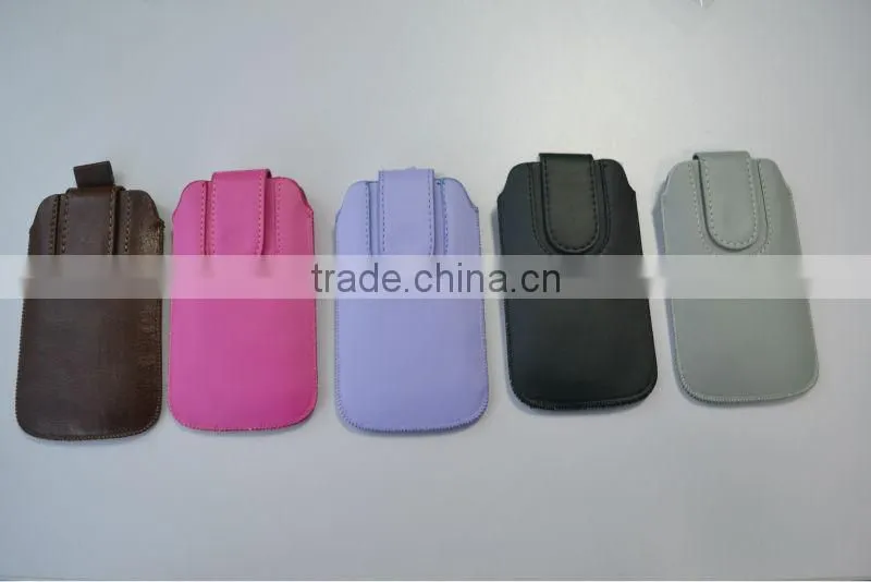 PULL TAB LEATHER POUCH CASE WITH FASTENER
