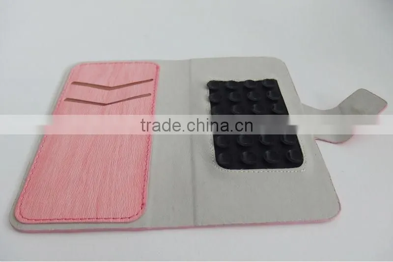 Wallet Leather Universal case with two card slots & suction,universal leather case