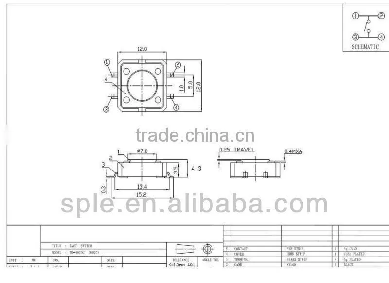 4 pin SMT Tact switch 12*12