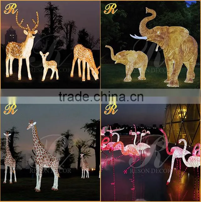 Christmas garden statue decoration giant lighted flamingo