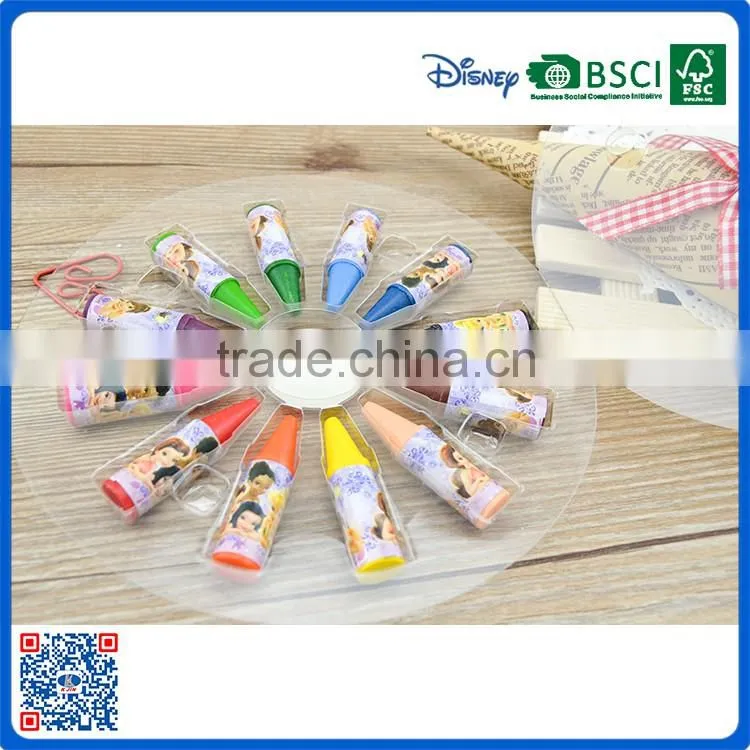 Cute 12 colors mini crayons into disc packaging
