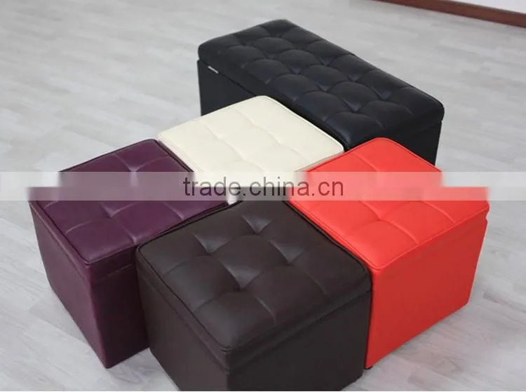 Hot sale PU Foldable Storage chair Footstool Y044