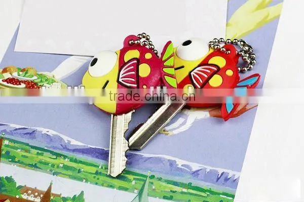 Cartoon Fish shape custom Soft PVC 3D key cap factory