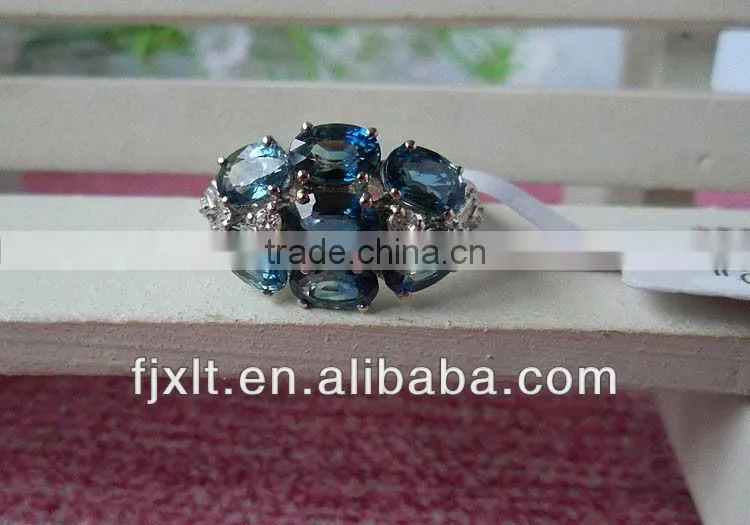 Hot Sale Fashion Design 925 Sterling Silver Natural Blue Sapphire Ring
