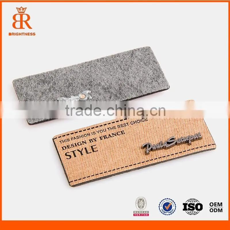 Garment leather label metal labels and tags for handbags