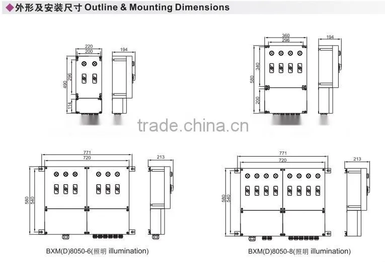 BXM(D)-8050 High quality explosion proof corrosion proof power distribution box