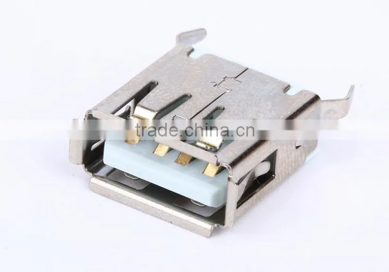 4pin female usb metal USB A TYPE 180 degree bend pin usb connector