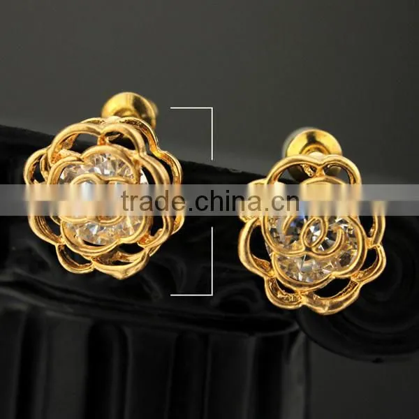 good quality hot sale rose flower model dianonds ear studs