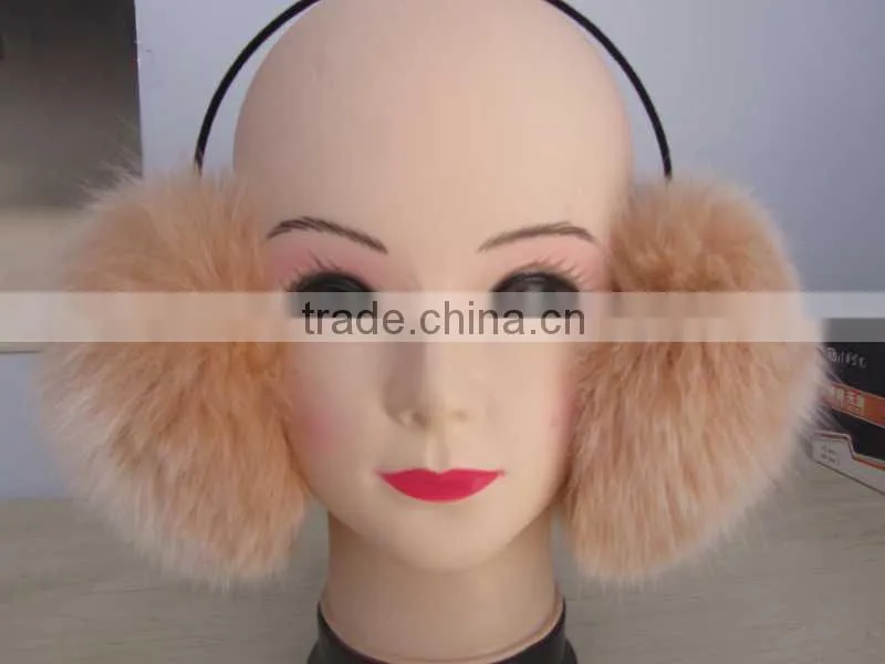 multy color warm fox fur hat earmuffs