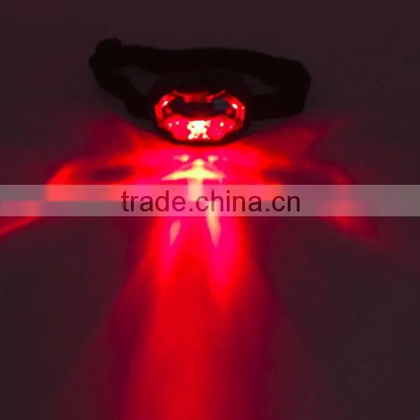 T03 1red led + 2 LED Plastic Headlamp Traillight Camping light head torch 3*AAA Battery support Light