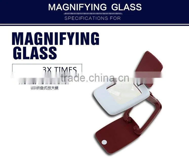 Click Me! 3X Times 9 LED lightsFolding handheld magnifier with acrylic lens