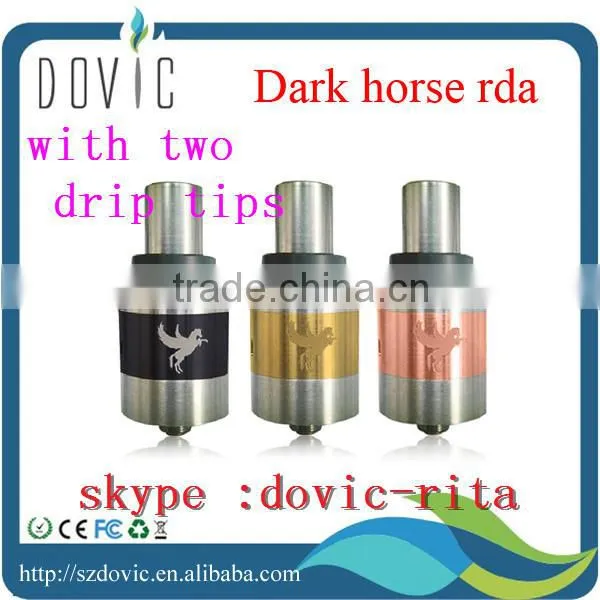New arrival dark horse rda with 2 drip tips wholesale dark horse rda clone