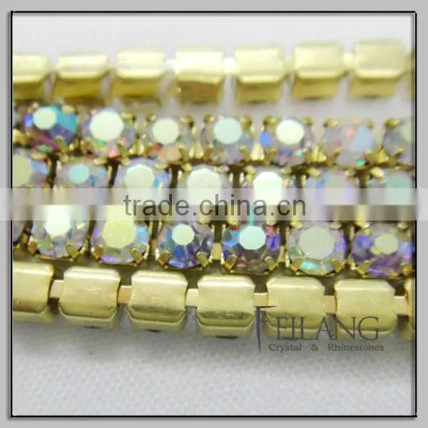 Feilang customized complex multi-row rhinestone crystal cup chain