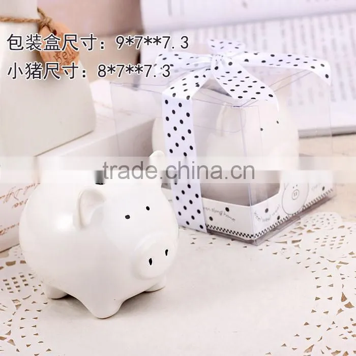 baby shower giveaways for guest--Lovely Ceramic White Pig Bank wedding bridal favor
