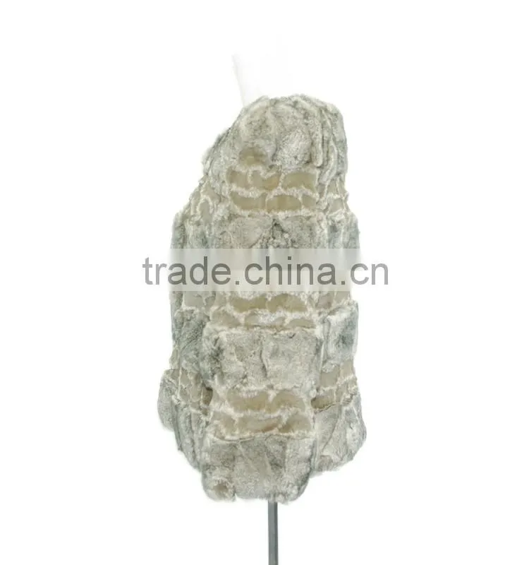 women rex rabbit fur coats patch fur coat KZ14132