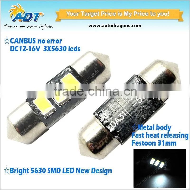 Super promotion 3 LEDs 5630 SMD Super Canbus festoon led 31mm