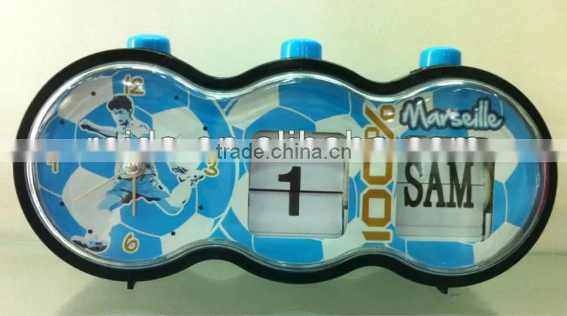 2013 new products platic desk/table alarm clock with calendar for promotion