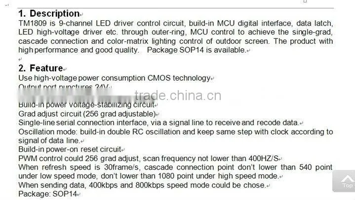 led pixel rigid strip;TM1809 IC,30leds/m,DC12V input
