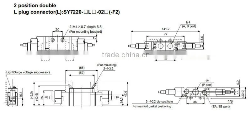 SY7420-5LZD-02 5 Way 3 Position Solenoid Valve-SMC Solenoid Valve
