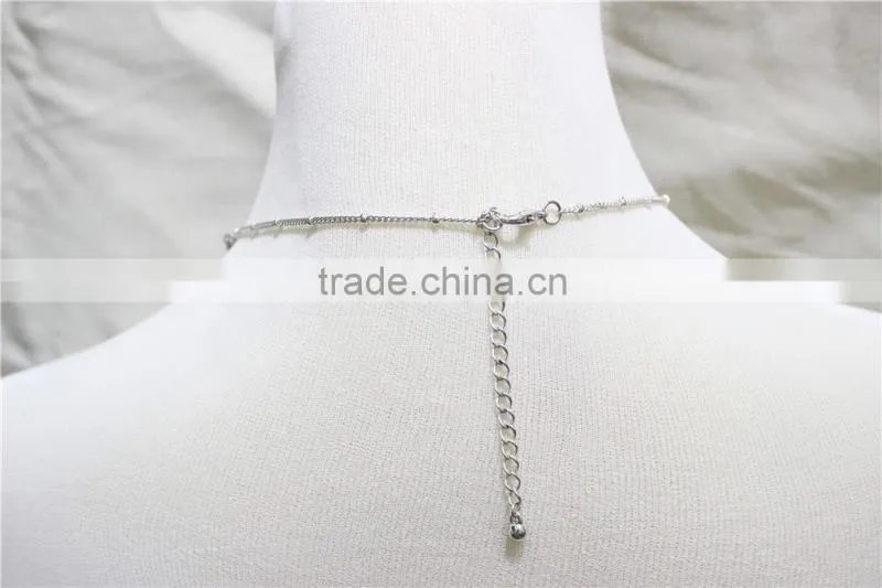 Anti-silver Folk w/ Royal Blue Aqua White Seed bead Statement Necklace Satellite Chain Necklace 2016 Fashion Style Wholesale