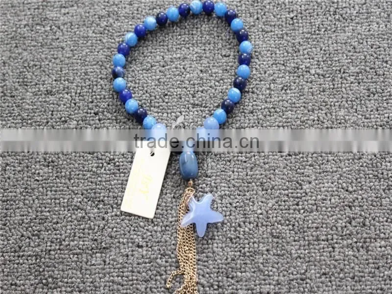 Factory direct Bead Acrylic Necklace Fashion Blue Color Acrylic statement Necklace