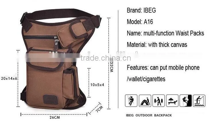 waist packs outdoor Canvas drop waist leg bags waist pack bag Men running belt bicycle and motorcycle