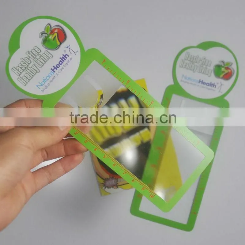 Promotional Business card pvc magnifier , pvc magnifier bookmark , magnifying glass business cards