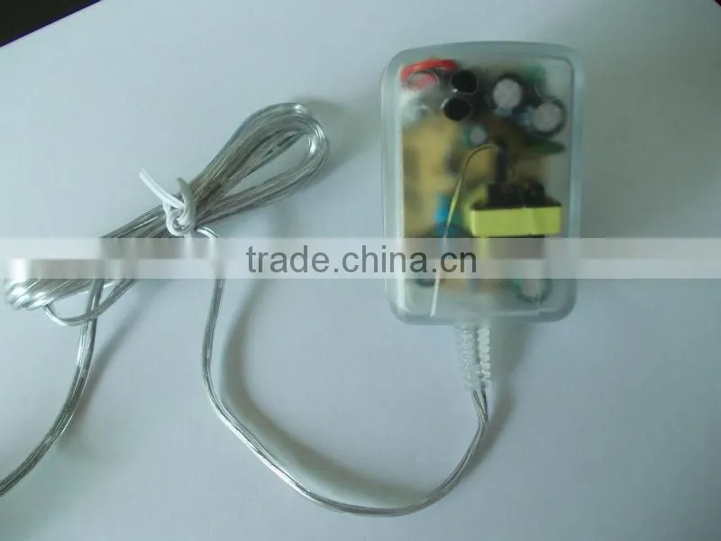 2015 HOT! AC DC 9V 350mA transparent adapter power supply certified with a switch